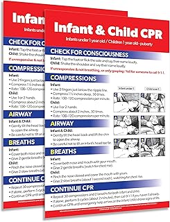 ZOCO – Infant & Child CPR Poster (2-Pack) – First Aid Chart for Daycare, School Nurse, Preschool & Home Safety – Laminated 12x18 – Emergency Preparedness Must-Have for Parents & Caregivers