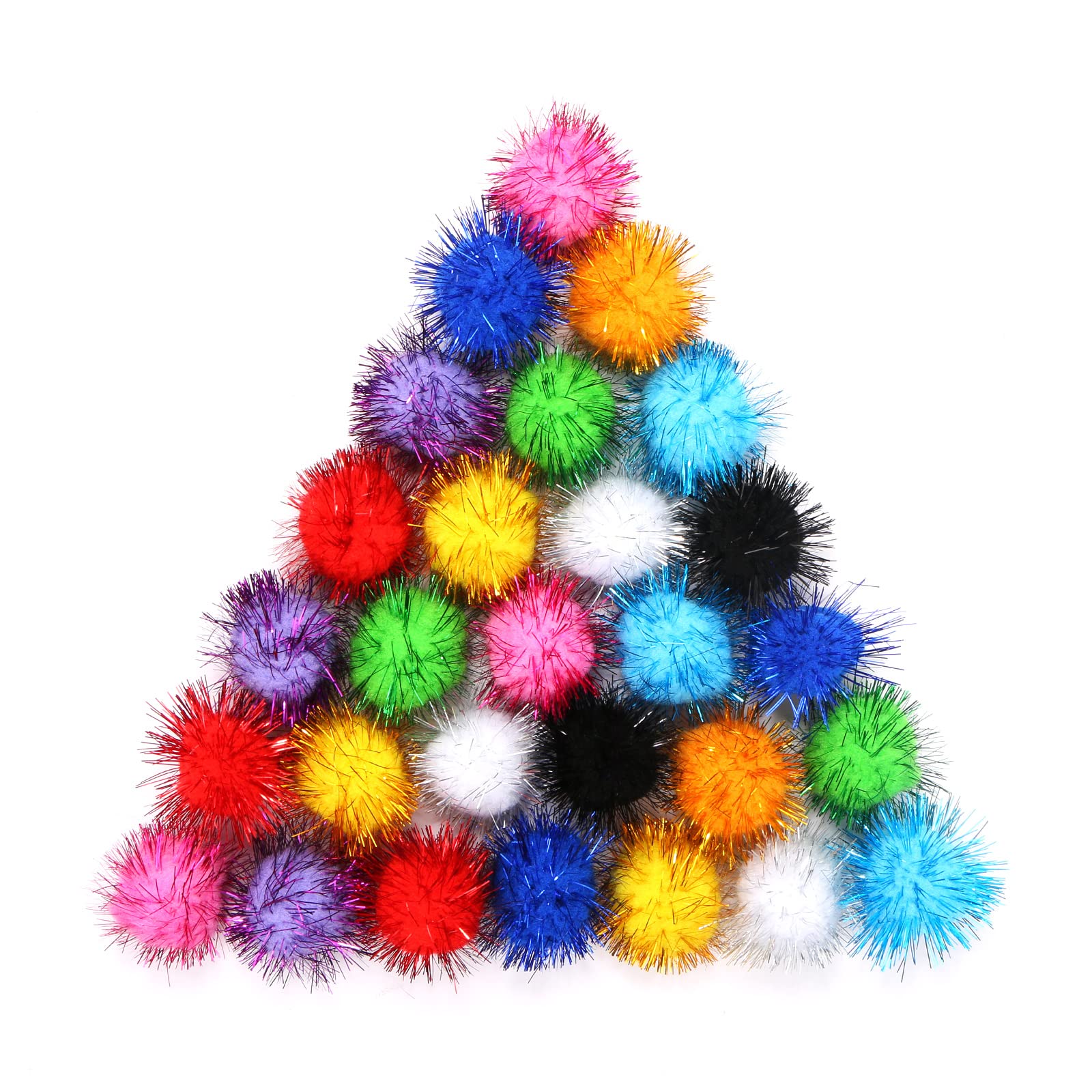 CABAX 1.8'' Assorted Color Sparkle Balls, Tinsel Pom Poms Puff Balls Glitter for Cat Kittens Toys DIY Christmas, 100 Pcs - Image 4