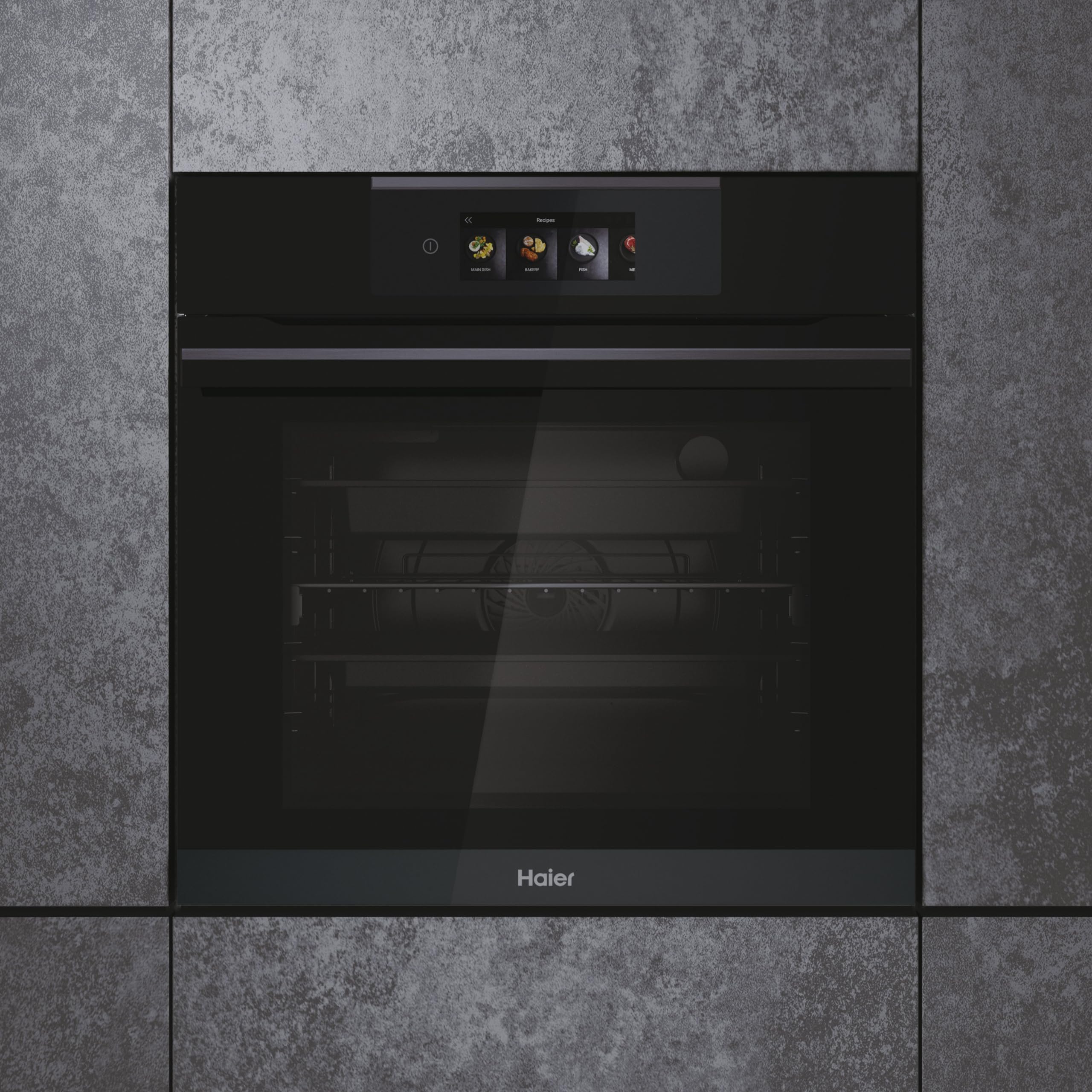 Haier I-TOUCH Serie 6 HWO60SM6T5BD / Einbau-Backofen/Heißluft/Grill / 60 cm/Touch Bedienung mit TFT/Katalyse Selbstreinigung/Wi-Fi Funktion/Bratenthermometer / 4-fach Türverglasung
