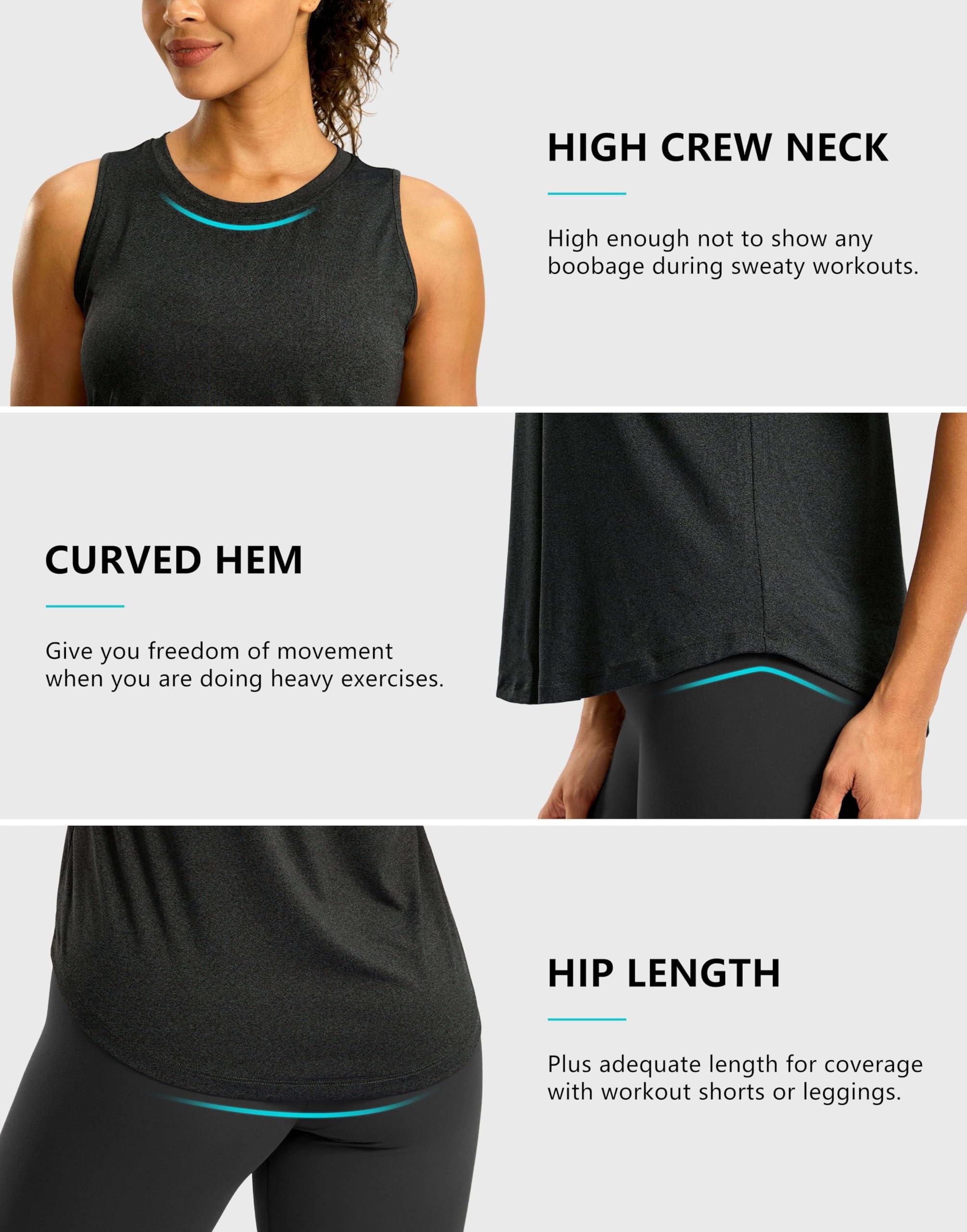 G Gradual Camiseta sin mangas de entrenamiento para mujer, sin mangas, atlética, para yoga, cuello alto, secado rápido, para correr, tenis, deportes