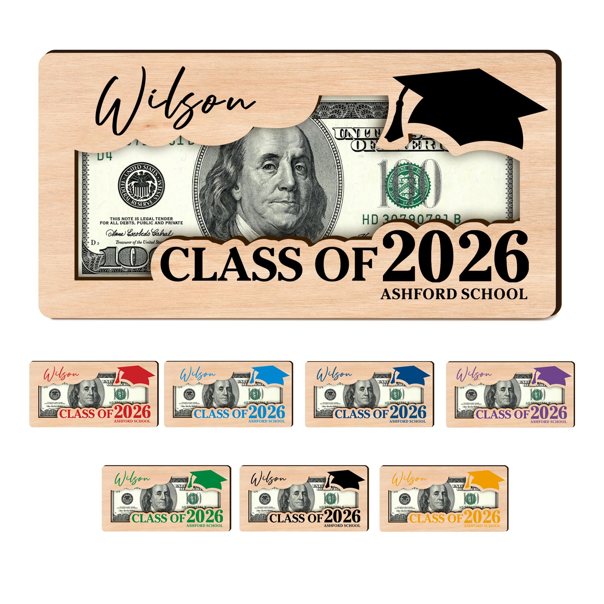 EDSG Graduation Money Holder 2026 Personalized Money Holder for Cash Gift Class of 2026 Custom Wooden Graduations Card Box Cash Holders Graduation