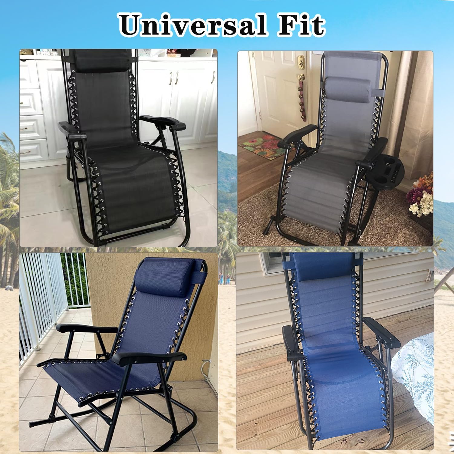 Ostlttyn Zero Gravity Chair Replacement Fabric with Bungee Cord Kit, 19 Inch Wide Repair Cloth with Replacement Cord for Anti Gravity Outdoor Recliner Patio Lounge Lawn Beach Sling Chairs, Black