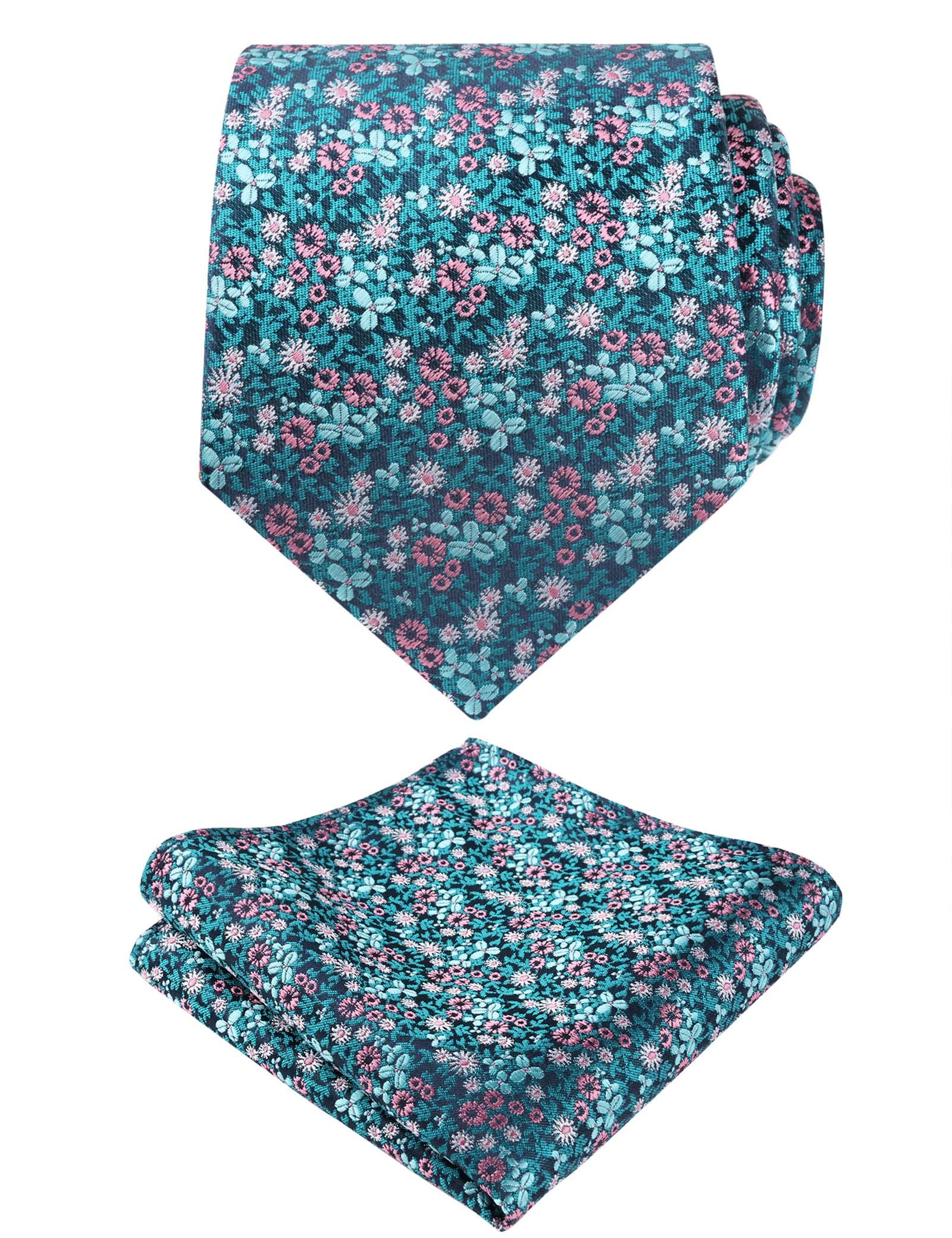 Alizeal Mens 3.15'' Floral Tie with Pocket Square