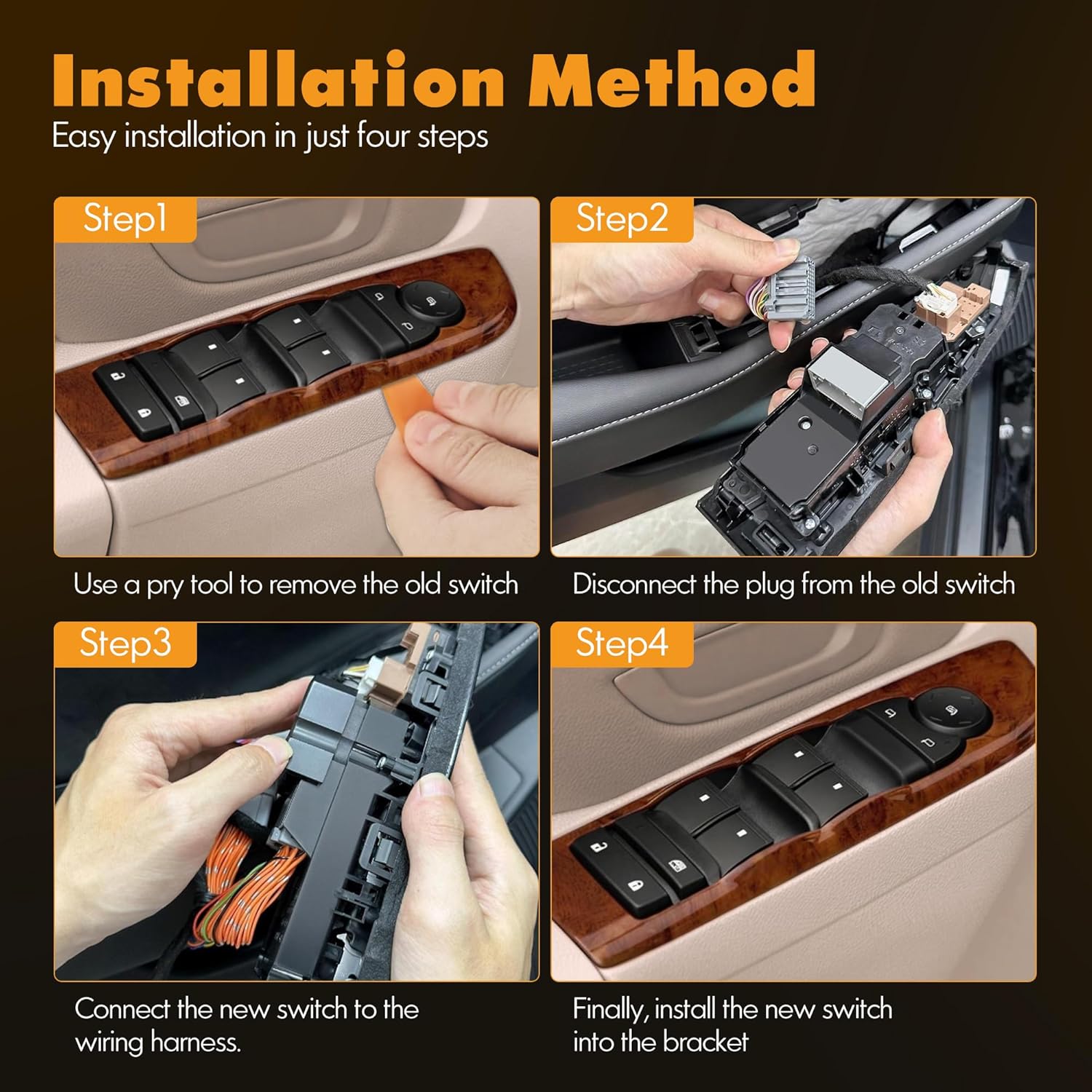 20835552 Front Driver Side Master Power Window Switch and Door Lock Window Control Switch Fit for 2007-2014 Chevy Silverado Tahoe Suburban Avalanche & GMC Sierra Yukon, 2009-2014 Cadillac Escalade