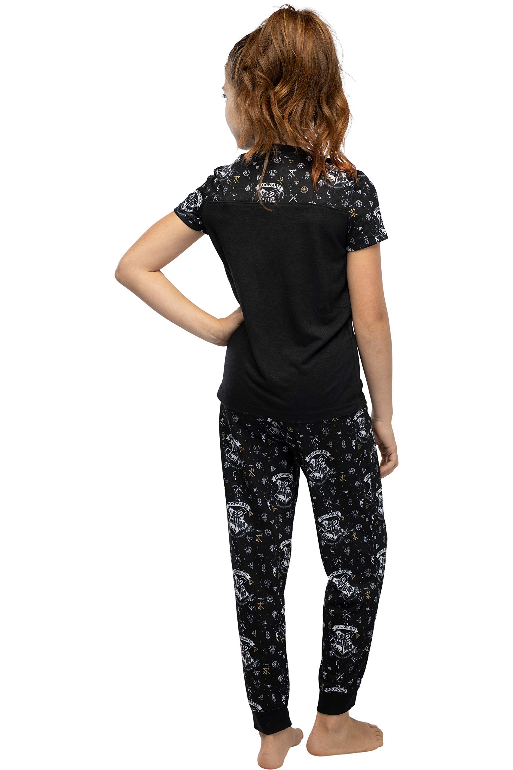 Harry Potter Hermione Hogwarts Crest Athletic Jogger - Conjunto de pijama de 2 piezas, color negro