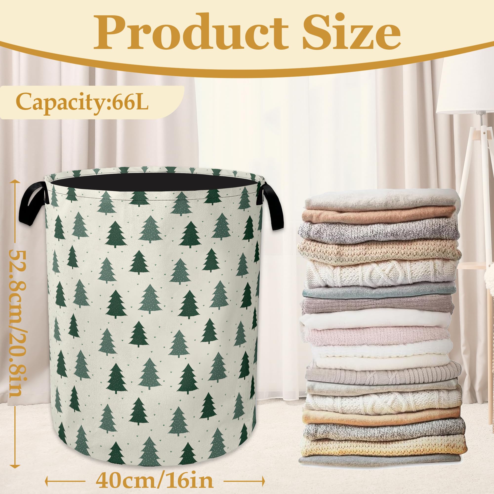 Tree Laundry Hamper, Round Waterproof Storage Basket with Handle - Image 2