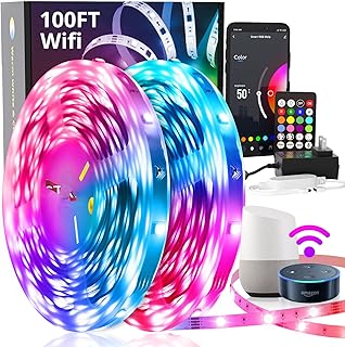 100ft/30m LED Strip Lights for Bedrooms,WiFi LED Lights Work with Alexa,16 Million Colors with App,Music Sync,DIY Color RG...