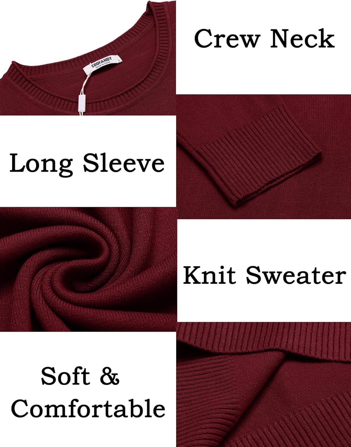 COOFANDY Mens Crewneck Sweater Pullover Knit Sweater Lightweight Sweaters with Ribbing Edge - Image 5