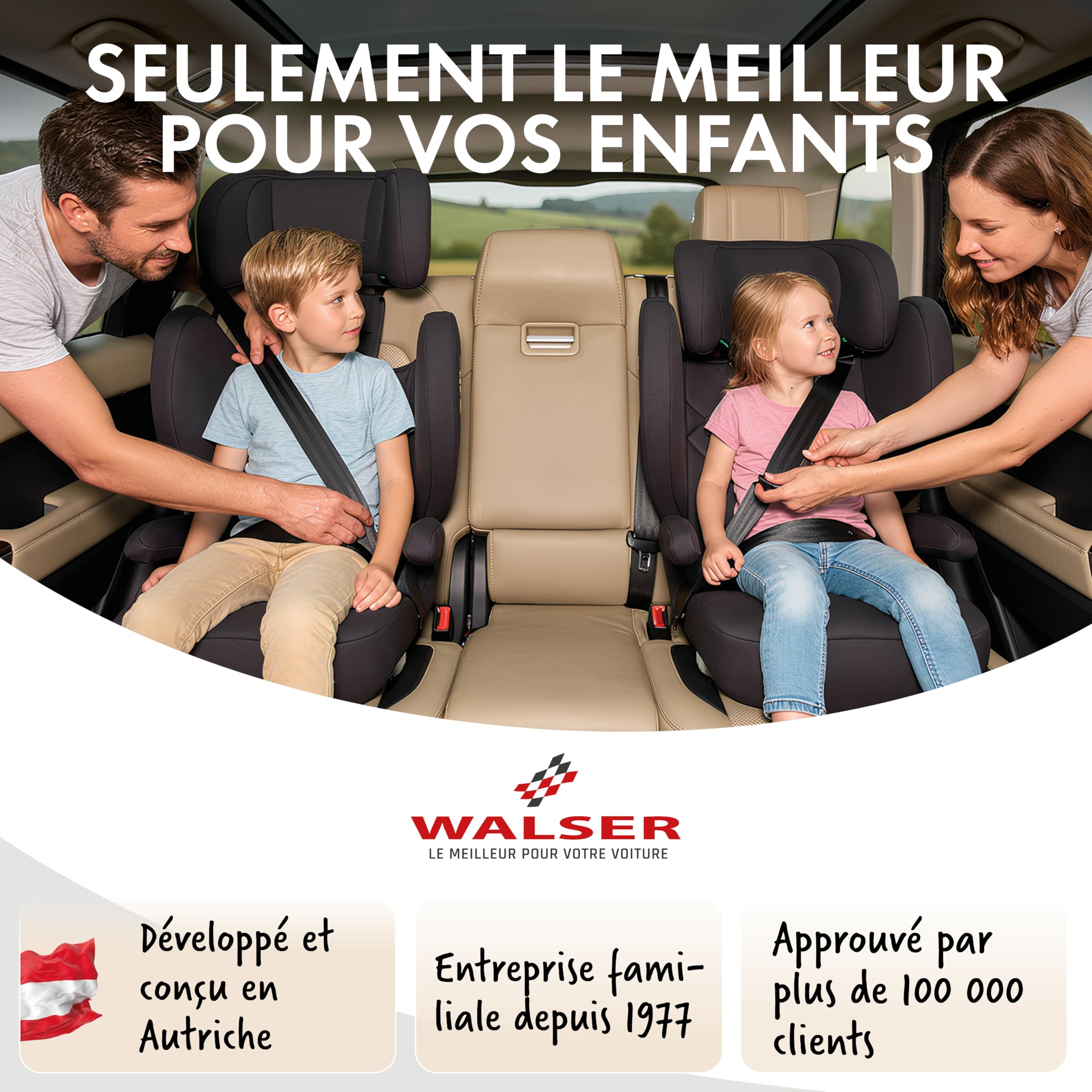 WALSER Siege auto enfant Premium Numa, rehausseur enfant 2in1 confortable dossier amovible + appui-tete evolutif 3-8 ans 100-150 cm norme recente ECE R 129, rehausseur voiture anthracite