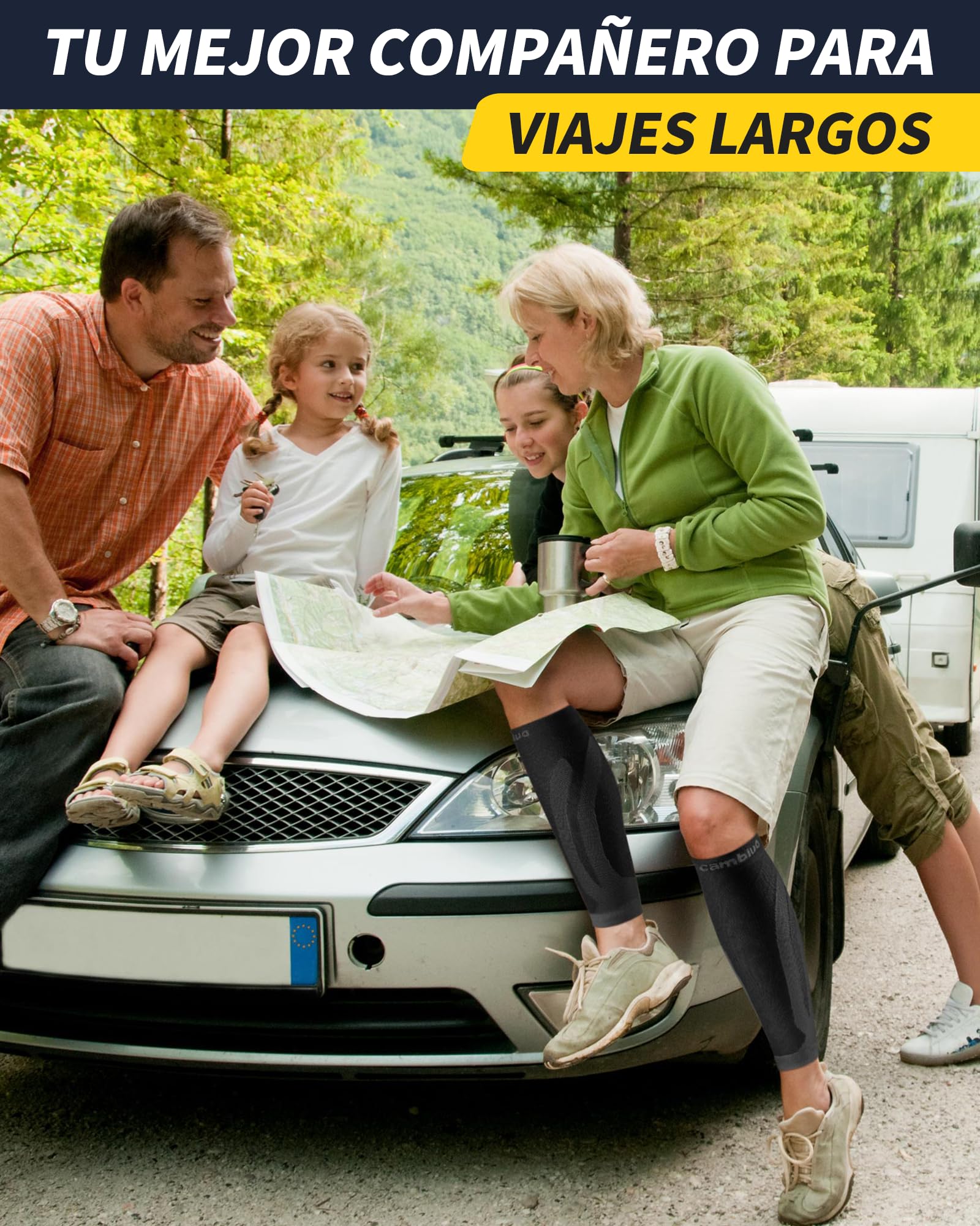 CAMBIVO Medias Compresivas 2 Pares, Calcetines Compresion Mujer Hombre, Mangas de Compresión para Deporte, Running, Ciclismo, Trabajo, Vuelo