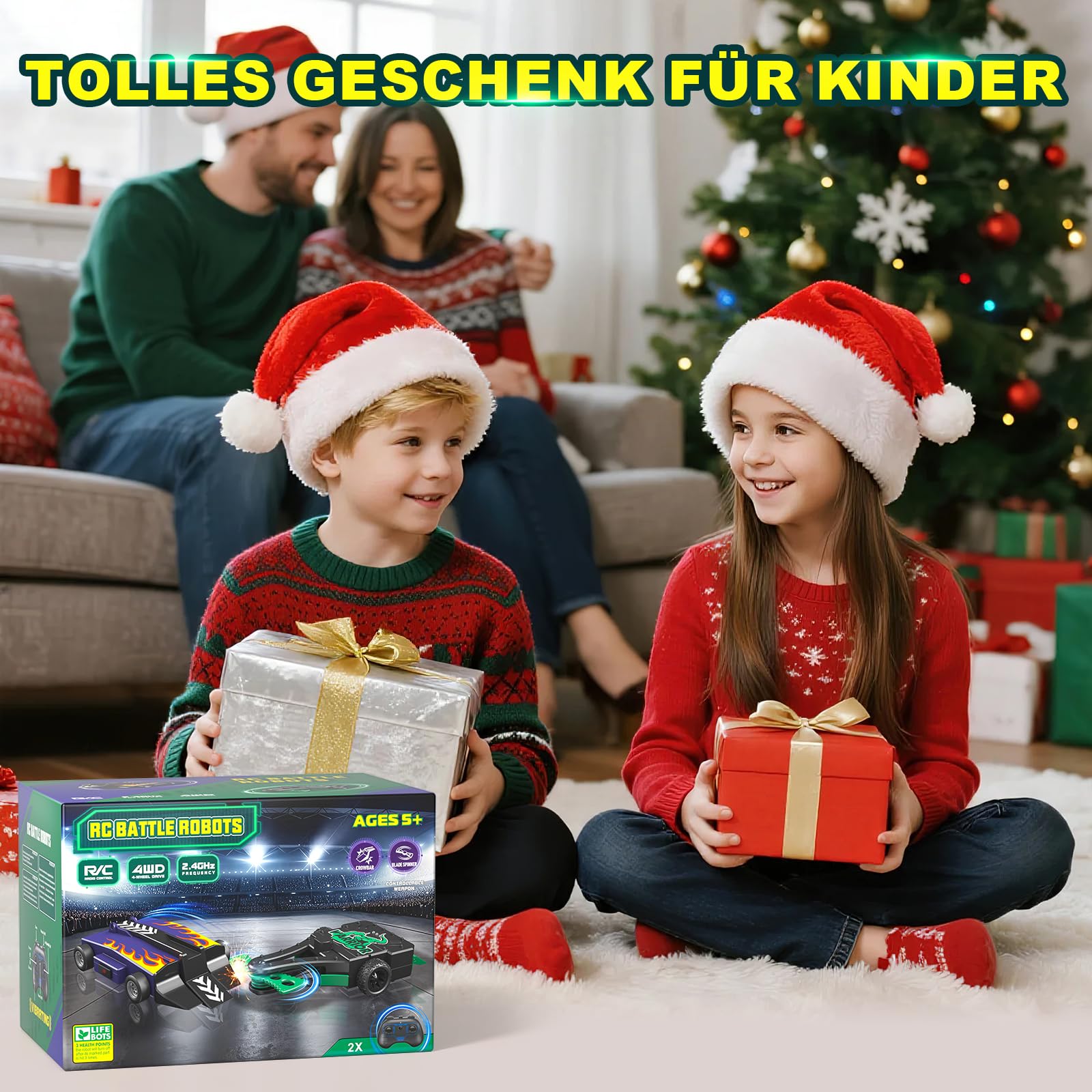 Ferngesteuertes Battle Roboter, RC Fighting Roboter Spielzeug für Kinder, RC Auto mit 360° Drehung & Waffen, Interaktives Ferngesteuertes Spielzeug Geschenke für Jungen ab 5 6 7 8 9 10 11 12 Jahren