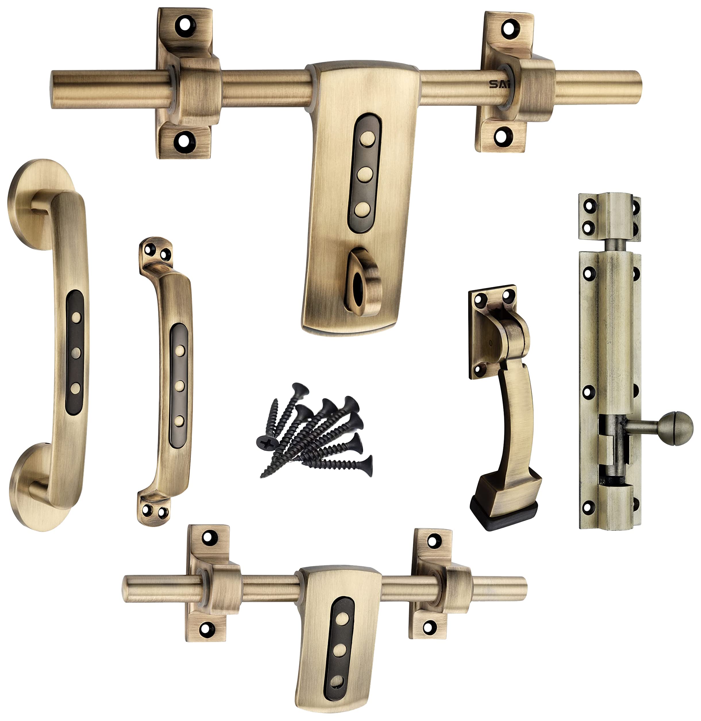 Soul Craft Zinc Alloy Door Hardware Kit - Antique Brass -1 Soul Craft Zinc Alloy Door Hardware Kit - Antique Brass -1