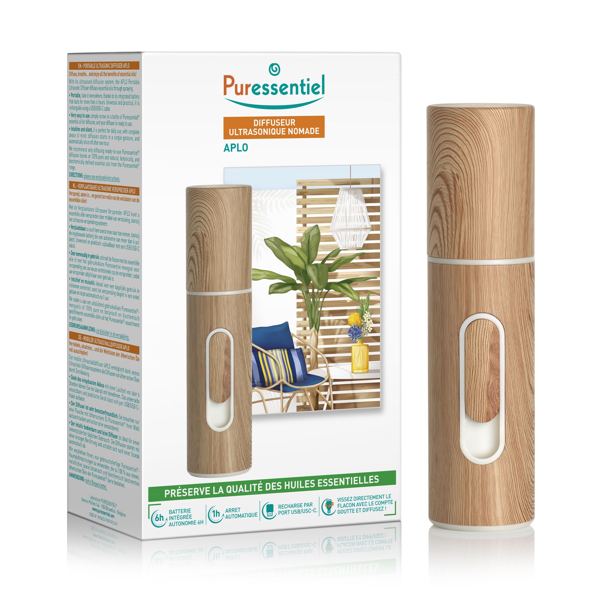 Puressentiel – Diffuseur d'huiles essentielles APLO – Diffusion ultrasonique sans eau – Nomade