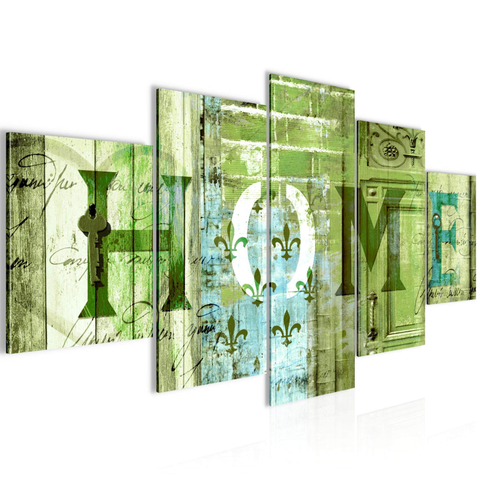 Runa Art Green Pictures Home 5 Pieces Non-Woven Canvas Living Room Decoration Slogan 502852C