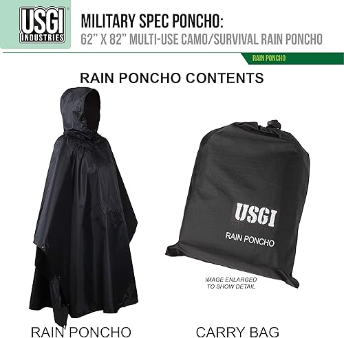 Miniatura 3 de USGI Industries Military Style Poncho Multi Use Rip Stop Camouflage Rain Poncho