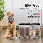 IRIS USA Dog Food Storage Container, 2 Pack, Airtight, BPA-Free, Wheels | Portable Food Storage, Easy-Access Lid, Clear Container for Food Visibility, 13.6kg Capacity, Airtight Seal