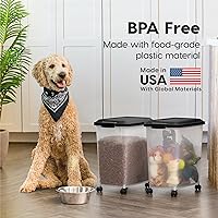 Vista 8 de IRIS USA Contenedor de almacenamiento de alimentos para perros, paquete de 2, hasta 30 libras cada uno, sellado hermético para frescura, ruedas