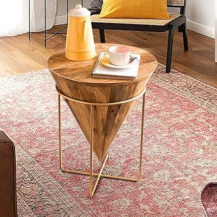 UHUD CRAFTS Wooden Conical Shape Diamond Table | Uniquely Designed Wooden Coffee Table for Your Living Room, Bedroom & Garden