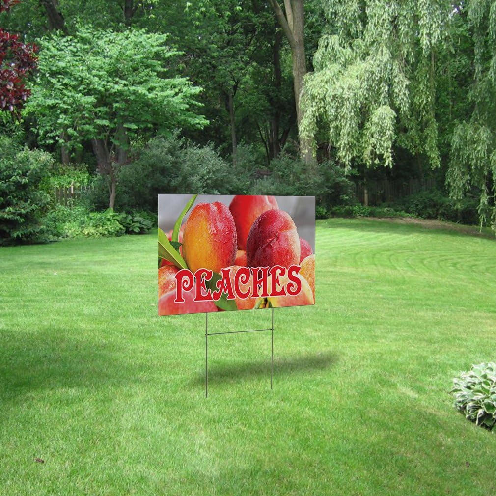 Weatherproof Yard Sign Peaches Outdoor Advertising Printing D Orange Lawn Garden Fruit 24x18 Inches 1 Side Print
