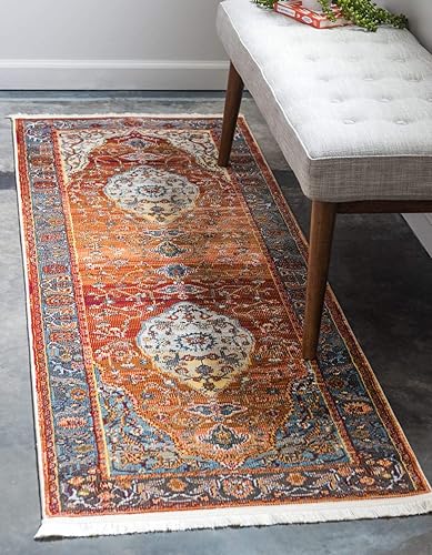 Unique Loom Baracoa Collection - Alfombra Miramar (2 pies 7 pulgadas x 10 pies, rojo óxidoazul)