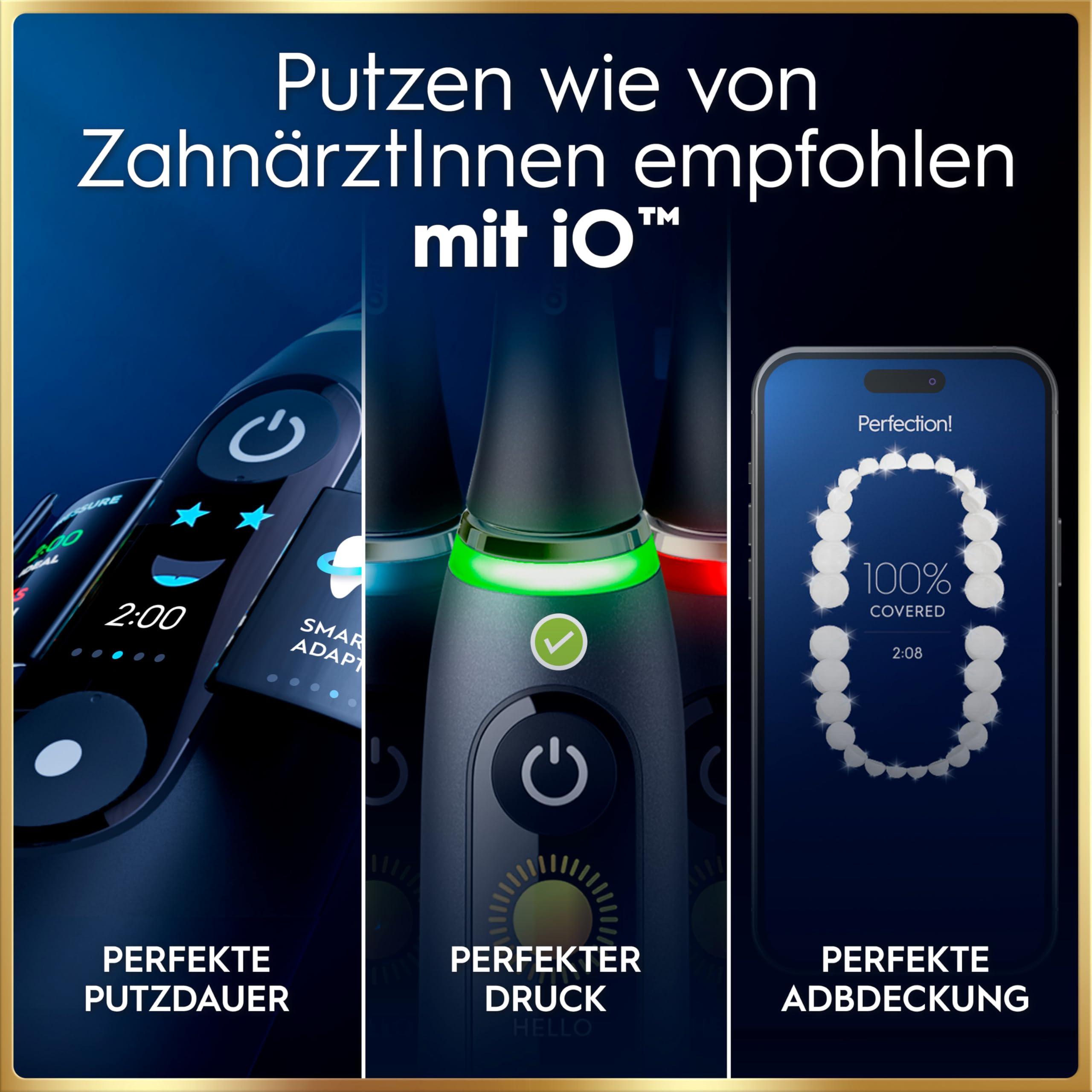 Oral-B iO Series 9 Elektrische Zahnbürste, Schwarz | Inkl. 3 Aufsteckbürsten, Lade-Reise-Etui, CHIP Testsieger (11/25), Electric Toothbrush mit 7 Modi für Zahnpflege