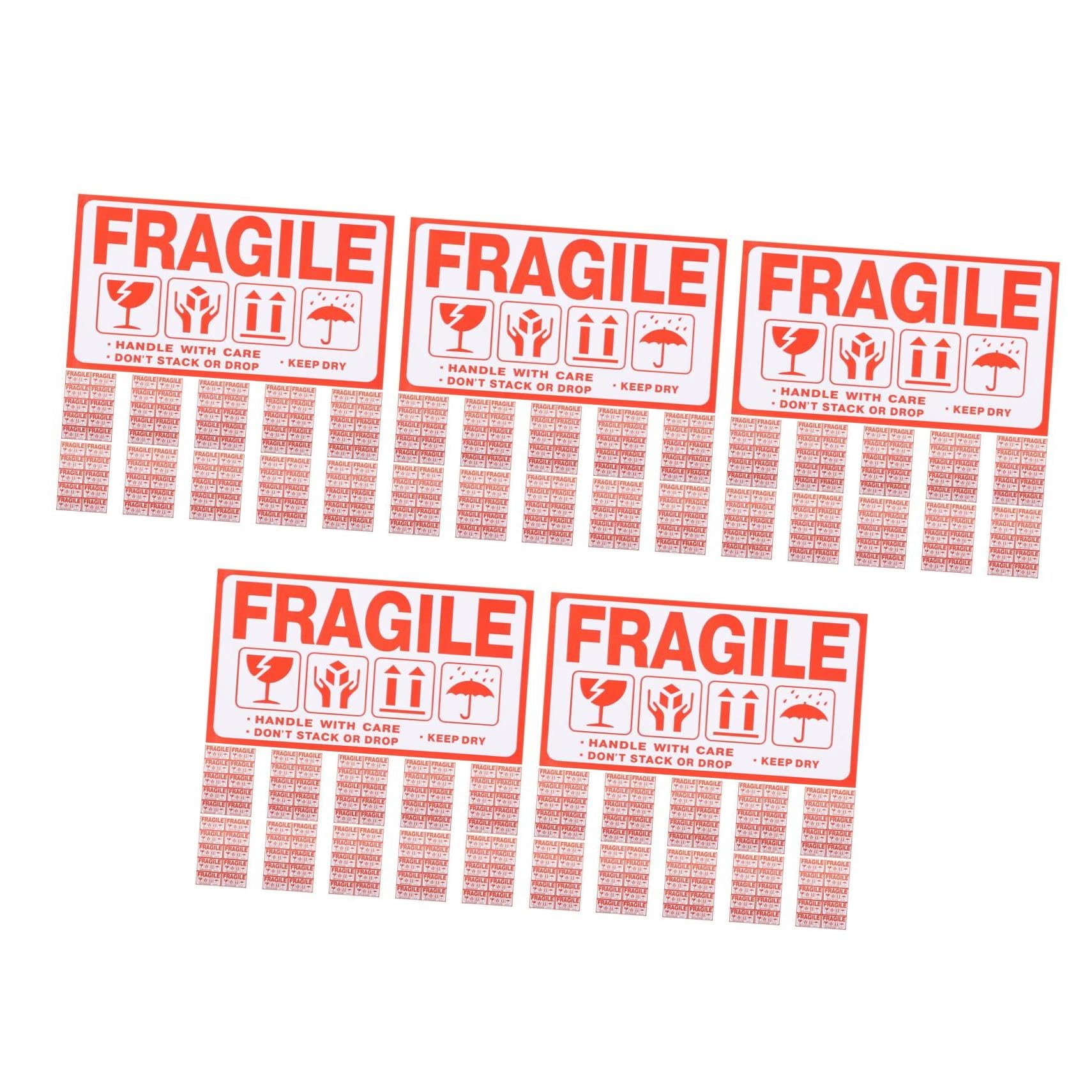 Amosfun 5 Ensembles Autocollants Avertissement Fragile Auto Adhésifs Lot De Étiquettes De Transport Rouge Pour Protection Des Colis Pour Et Expédition Articles 20 Feuilles*5