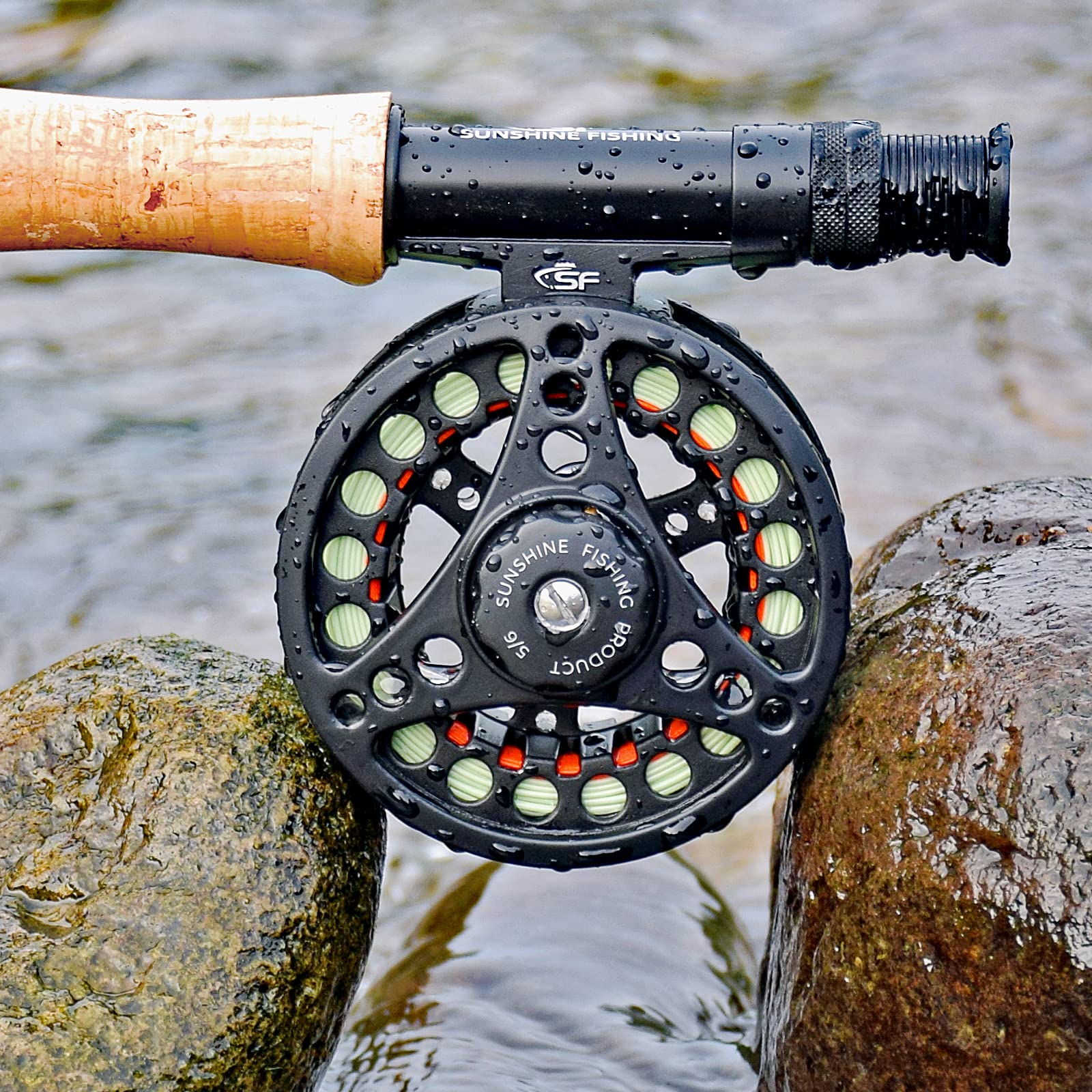 SF SF-001 Moulinet de pêche à la Mouche avec Corps en Alliage d'aluminium 3/4 WT 5/6 WT 7/8 WT Moulinet de pêche à la Mouche pré-chargé avec Ligne Combo pour Truite, Bar, Carpe, brochet, panfish