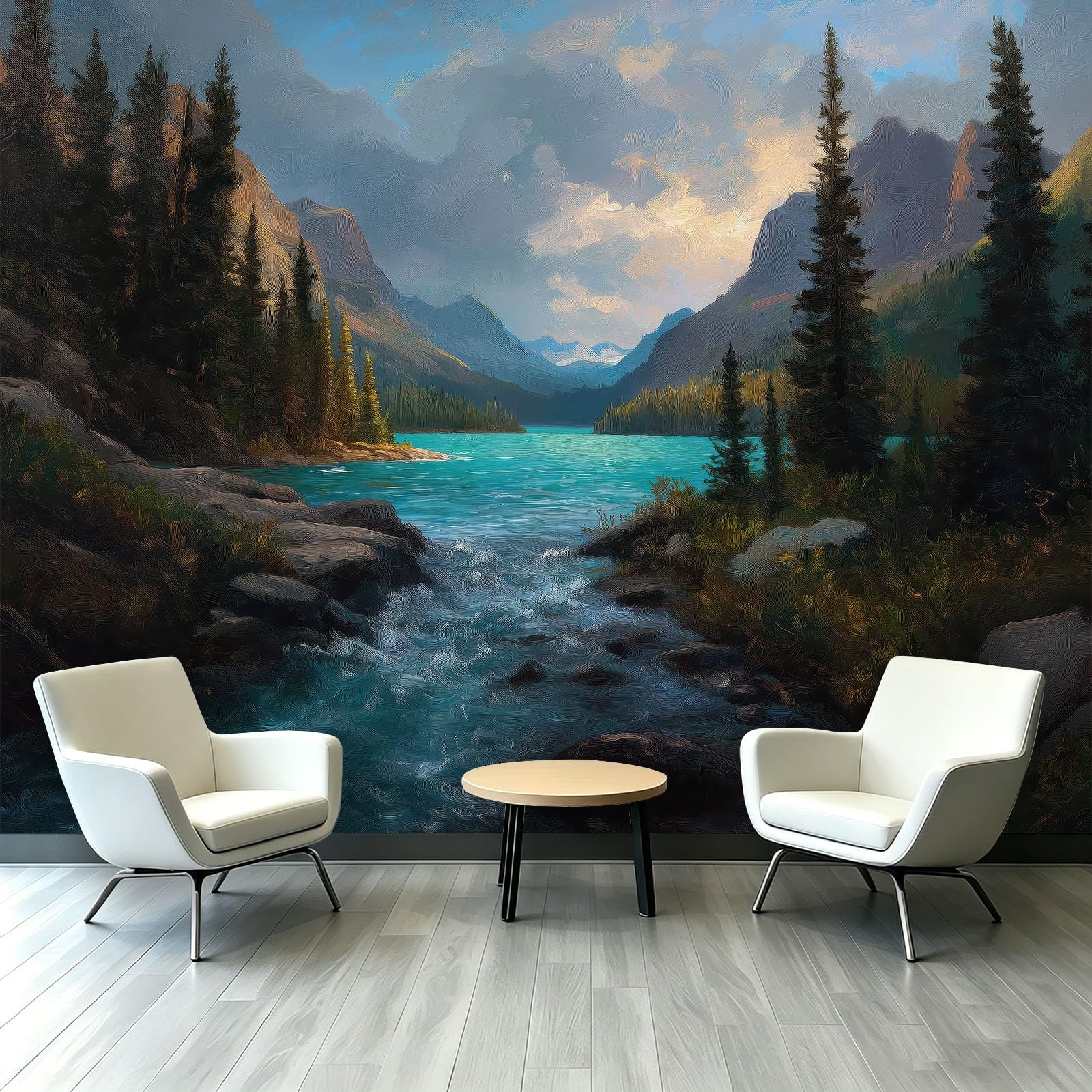 Fototapeta – naturalny krajobraz 300 x 210 cm (szer. x wys.) – klej nie wchodzi w zakres dostawy – kuchnia, sypialnia, salon, nowoczesna pionowa tapeta ścienna, tapeta z włókniny, lasy sosnowe
