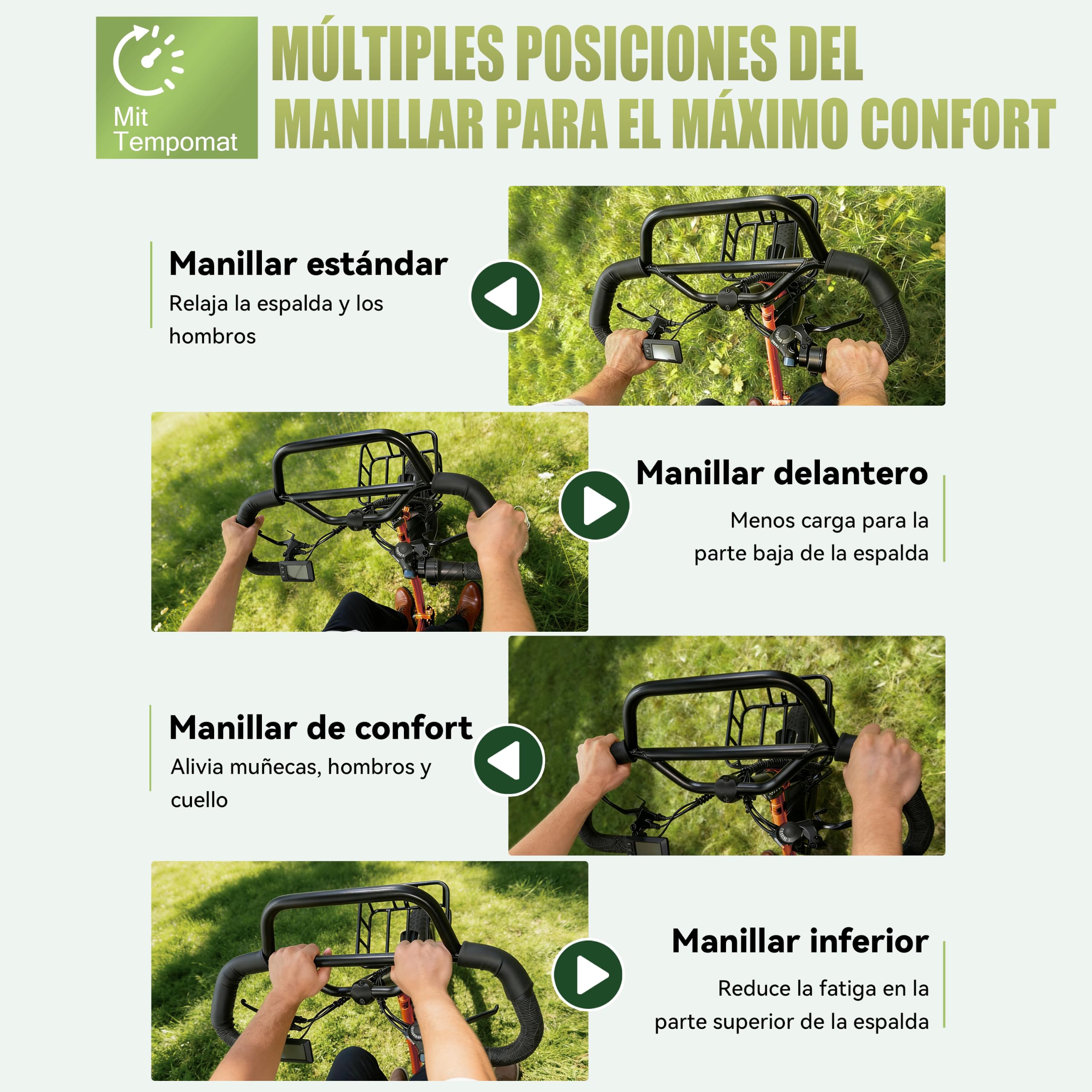 ESKUTE Triciclo eléctrico para adultos T302 Pro, Fat Bike eléctrica 20 × 4.0, plegable, con batería extraíble de 48 V y 20,8 Ah, eBike de tres ruedas con motor de 65 Nm, cambio de 7 velocidades