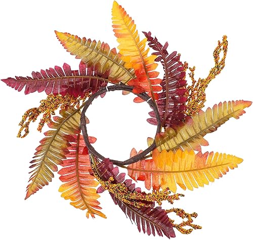 LUOZZY Anillo de vela de hoja artificial, diseño de otoño, para mesa de cena, corona, accesorios para fiesta de Acción de Gracias