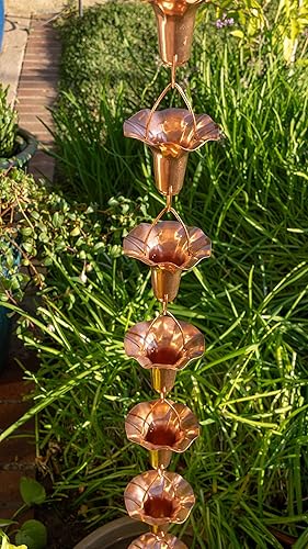 Miniatura 3 de Stanwood Rain Chain Morning Glory - Cadena de lluvia de cobre, 8 pies