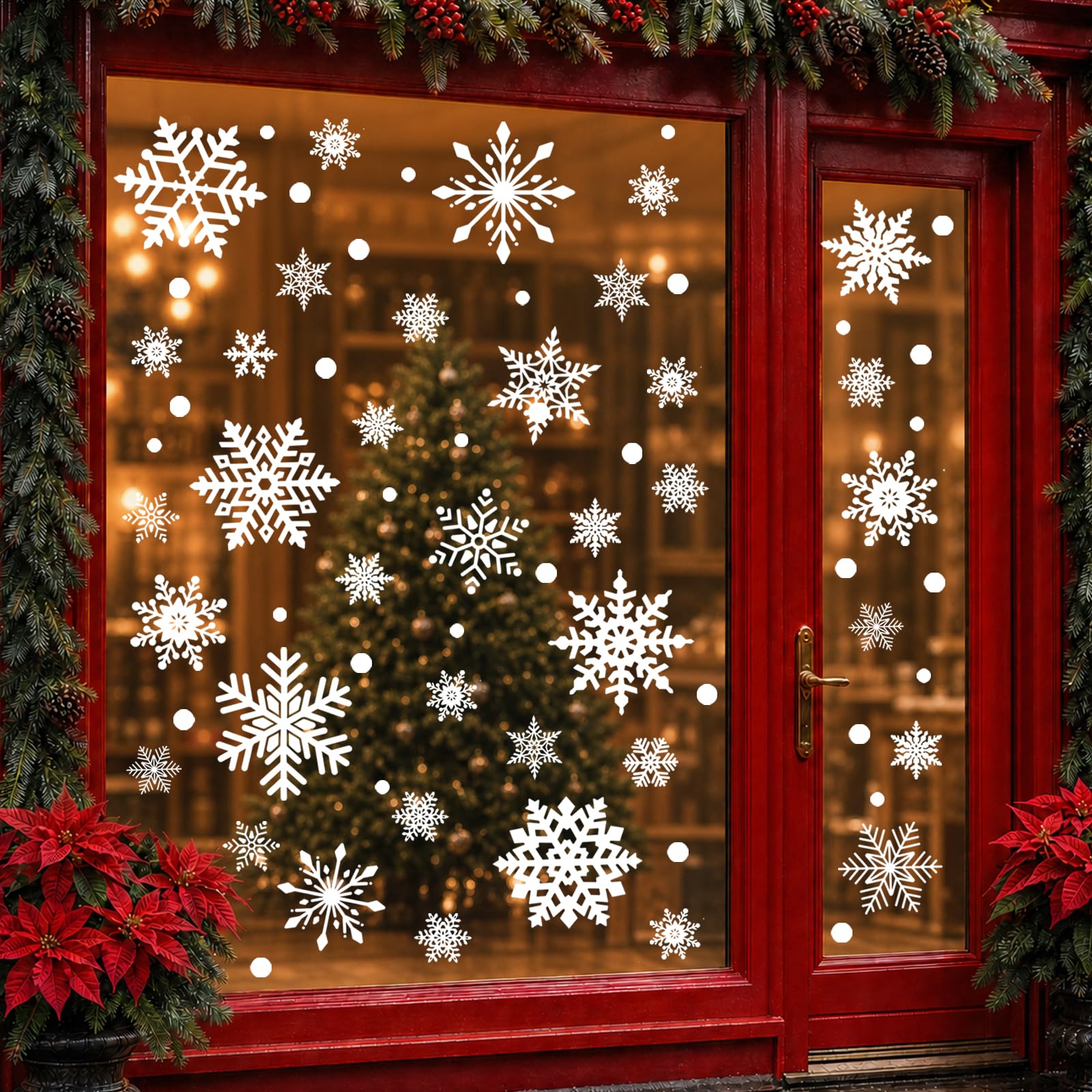 216pcs Christmas Window Clings Decorations Snowflakes Stickers Winter Decor