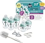 Ensemble avancé anti-colique Tommee Tippee de 12 pièces, biberons de 5 oz et 9 oz sans BPA, nouveau-né 0+ mois, comprend tétines à débit lent et moyen semblables à un sein, poignées de biberon et brosse de nettoyage