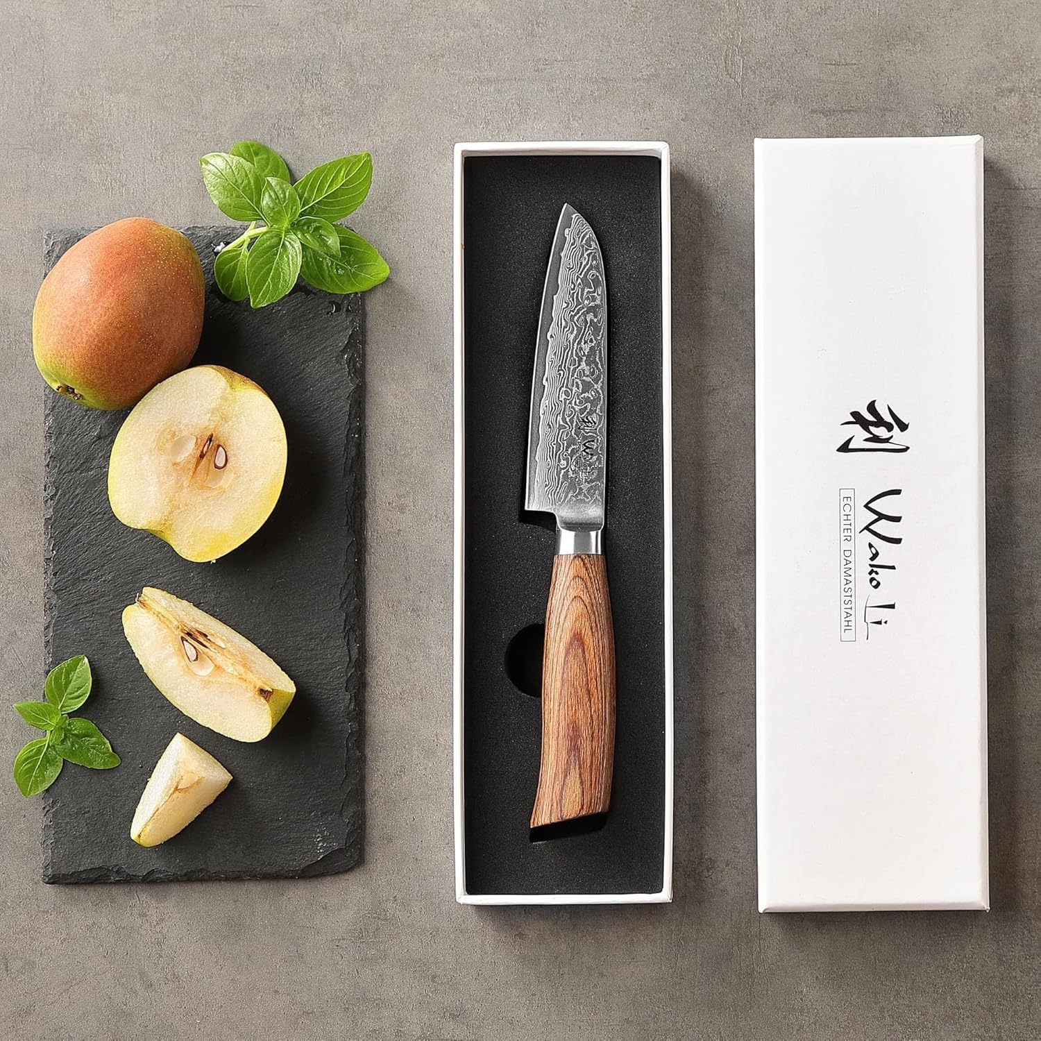 Wakoli EDIB Pro Small Santoku Knife – Japanese Style Kitchen Knife | 4.3-Inch Genuine Damascus Steel Blade with VG10 Core | Ergonomic Pakkawood Handle | Professional Chef Knife in Gift Box