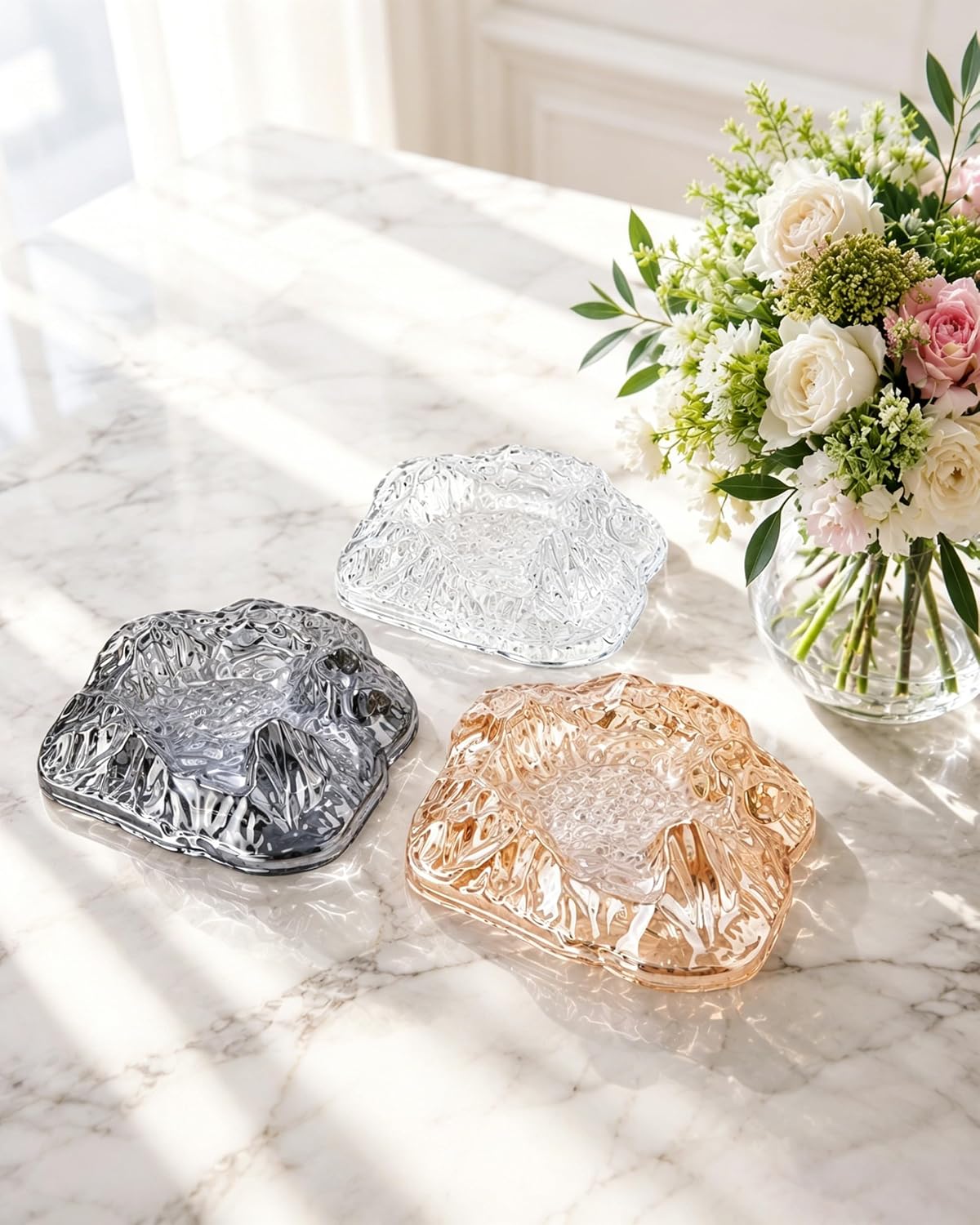 Mountain Glass Ashtray, 6.5 x 6.2 in Decorative Cigarette Ashtray for Indoor Outdoor Tabletop, Modern Glass Ash Tray for Home Office Desk Decor, Gift for Smokers (Amber)