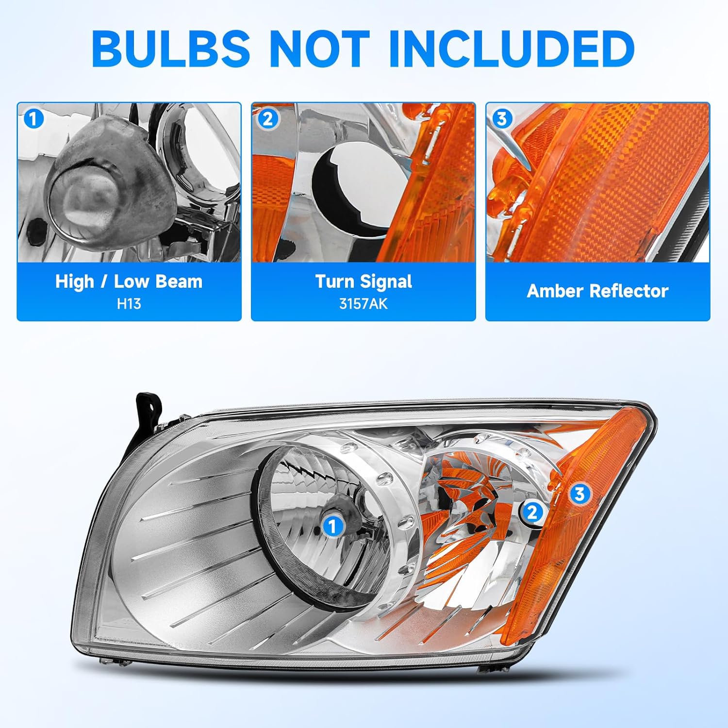 ELH Headlight Assembly Fit For 2007-2012 Dodge Caliber 2007 2008 2009 2010 2011 2012 07 08 09 10 11 12 Dodge Caliber Headlamp Left And Right Side