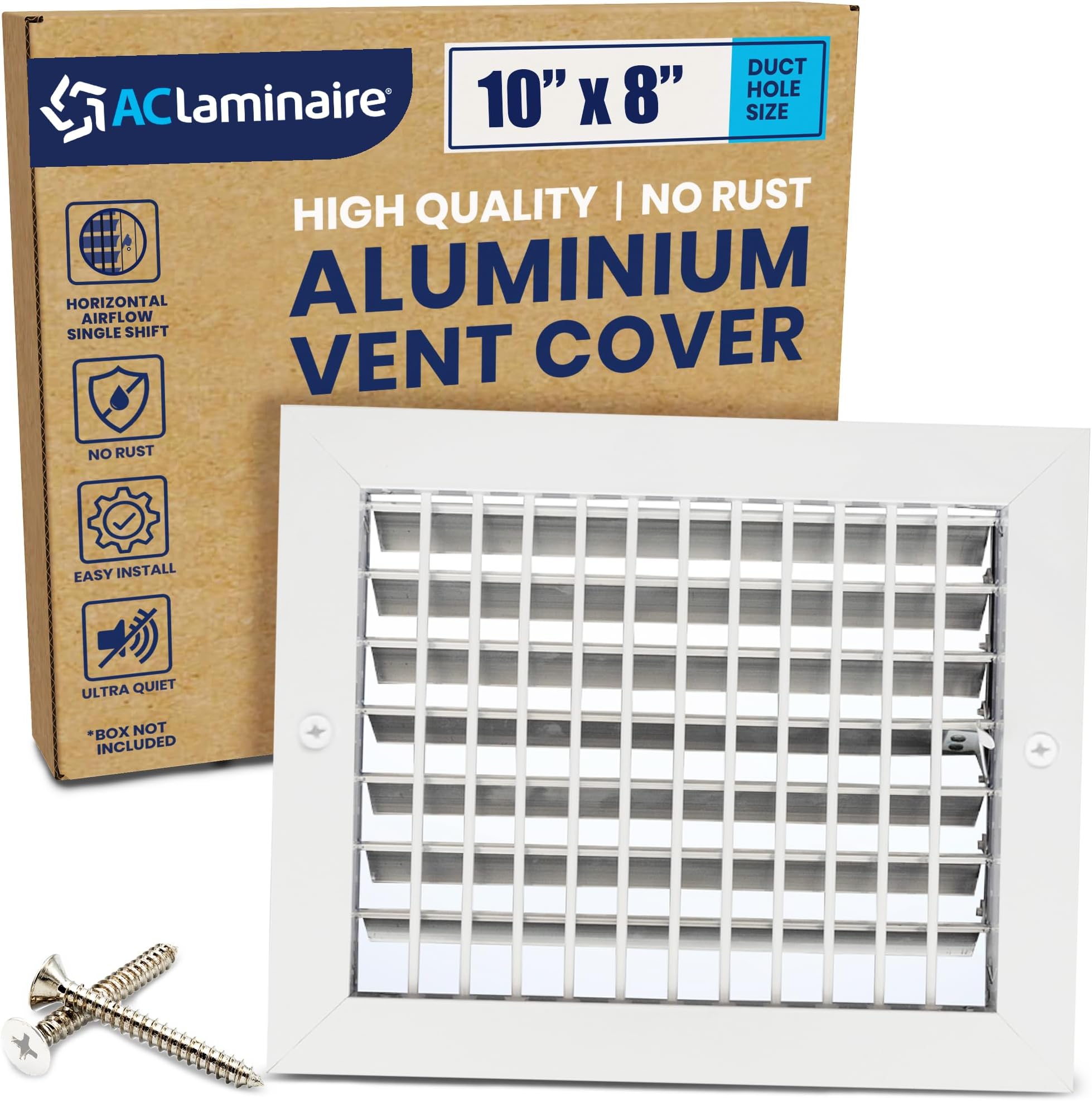 10" x 8" Duct Hole Adjustable Vent Cover - HVAC Register Grille Aluminum