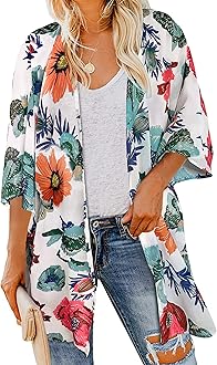 Women's Kimono Swimsuit Coverups Summer Beach Casual Loose Cardigans for Swimwear