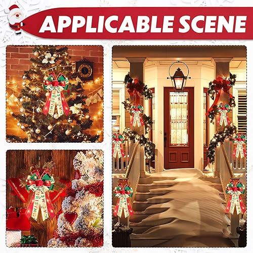 Miniatura 32 de Hying Lazos LED grandes de Navidad para corona, lazo de corona de Navidad con luces LED, lazos para decoración de árbol de vacaciones de invierno