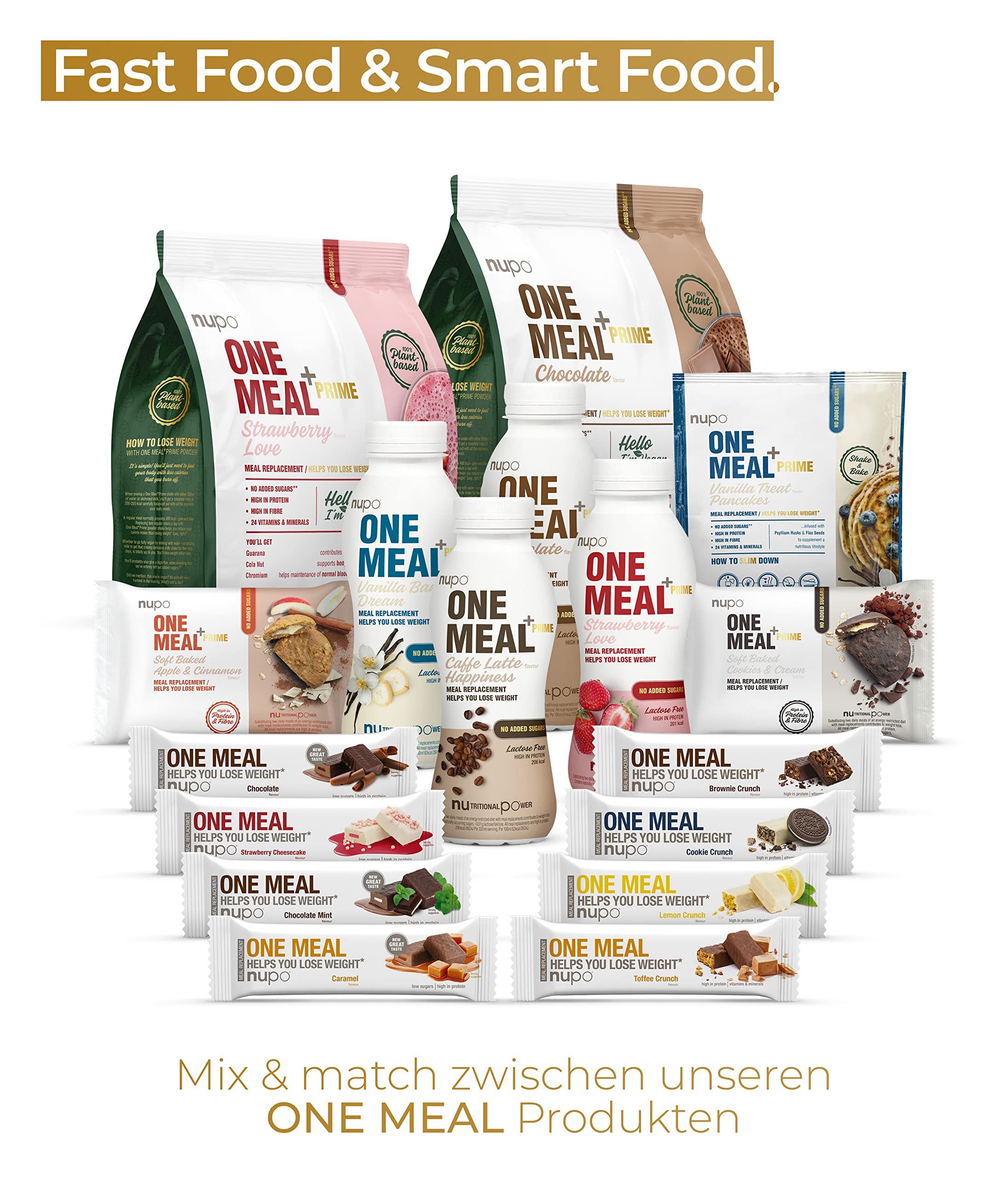NUPO® One Meal Bar [Toffee Crunch - 24 Stk.] - Mit Nährstoffen, Vitamine & Mineralien - Diät Riegel Snack zum abnehmen - Fitness low carb Riegel - Mahlzeitenersatz Riegel - Diet Riegel - Energieriegel