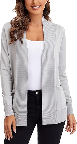 Miniatura 2 de Urban CoCo - Suéter de punto con parte delantera abierta, de manga larga y ligero para mujer, con bolsillo