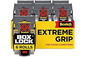 Scotch Box Lock Extreme Grip Clear Tape for Packing Moving Boxes, 1.88...