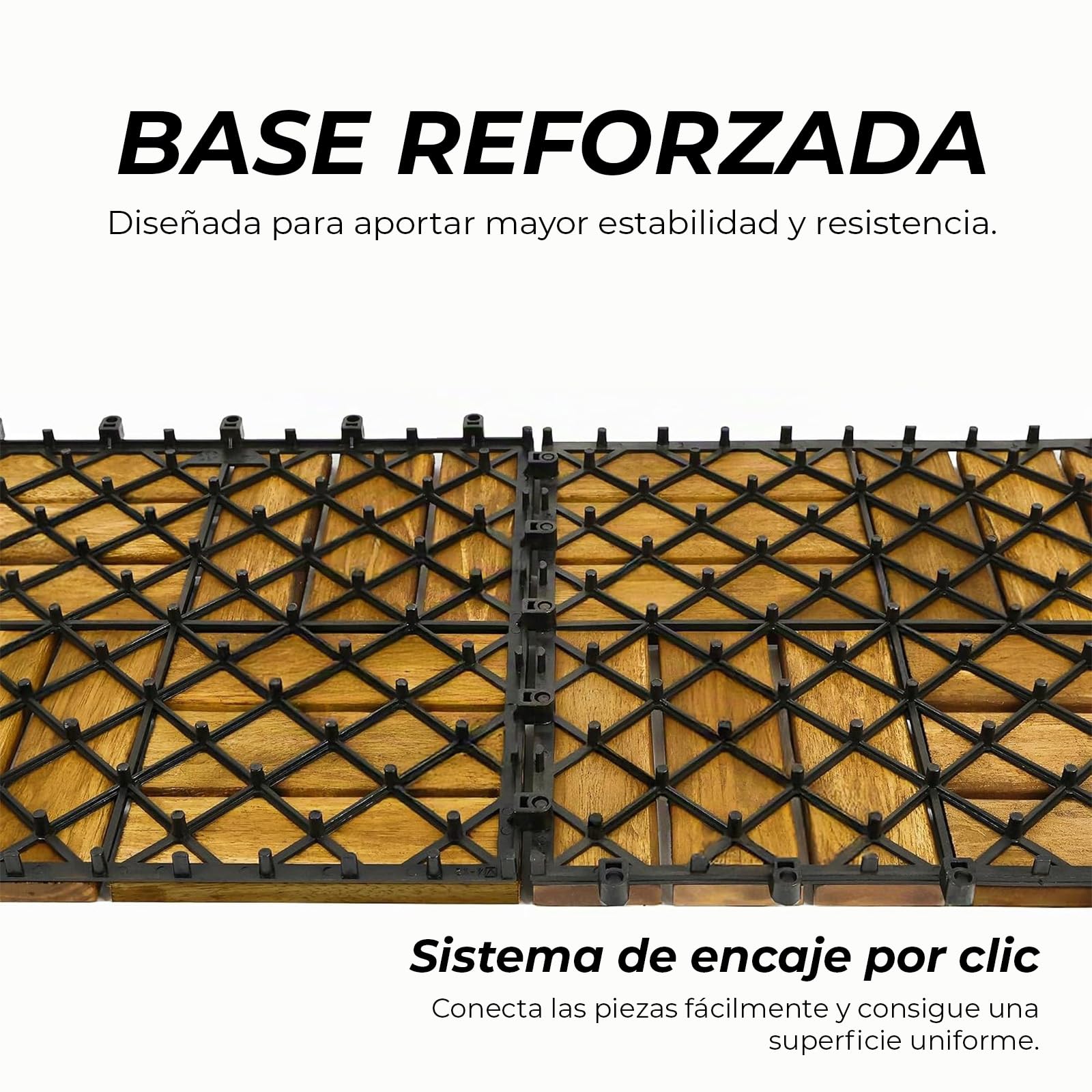 YOEVU Set de 11 Baldosas de exterior Madera de Acacia, Acacia Dorado