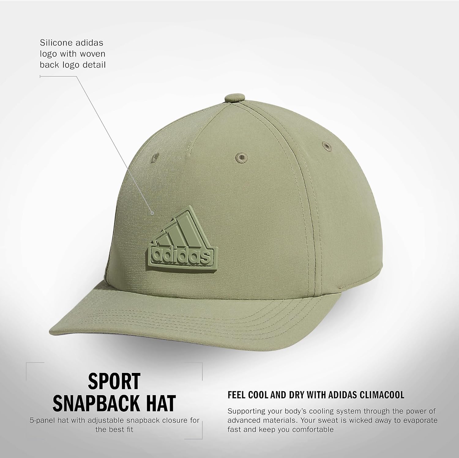 Adidas Mens Sport 5-Panel, High Crown Structured Snapback Adjustable Fit Cap - Image 2