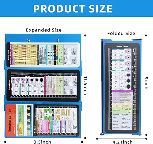 Miniatura 6 de Portapapeles de enfermería con edición médica y enfermería, hojas de trucos de 3 capas plegables para enfermeras, bloc de notas para estudiantes,