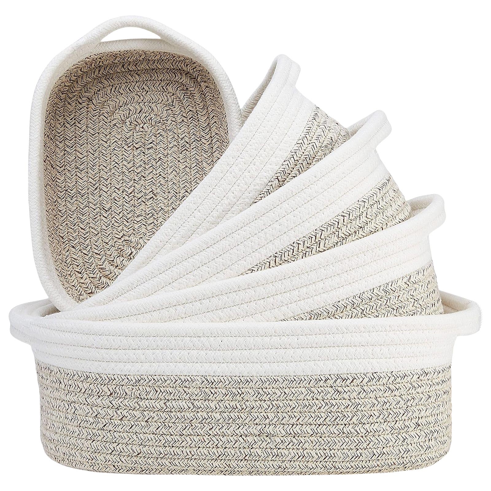 Multiple Size Cotton Rope Storage Baskets Set of 5 Accessory for Organizing Clothes Toy and Household Use Items Bathroom Storage Solution