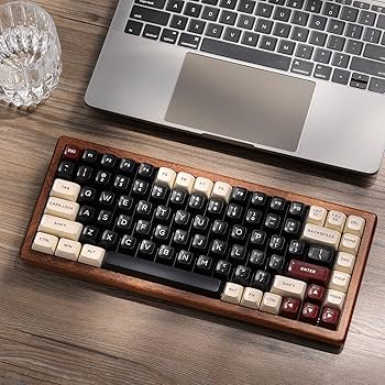 Amazon.com: GLENCREAG WK84 USB-C Wired Wooden Mechanical Keyboard