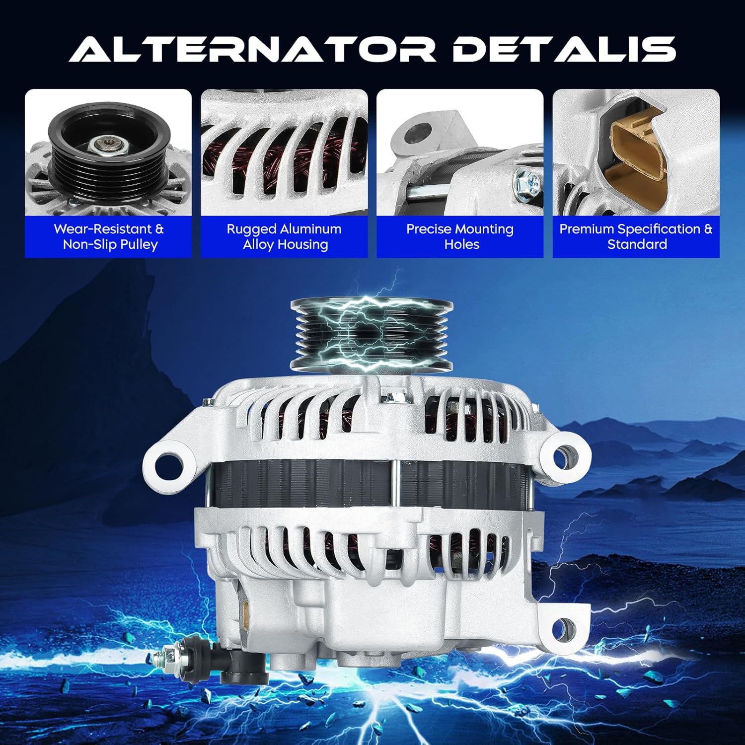 New Alternator for Mitsubishi Eclipse 3.8L 2006-2012, for Mitsubishi Endeavor 3.8L 2004-2011, for Mitsubishi Galant 3.8L 2004-2009, Automotive Replacement Alternators for A003TB5291ZC, 11029