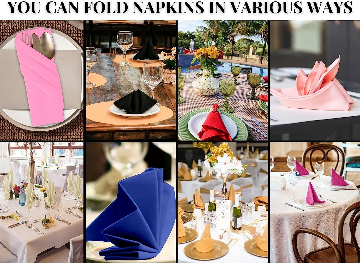 Square Polyester Tablecloth Napkins 20" x 20" For Wedding Parties Dinner Restaurant (Navy blue, 20x20"((51x51cm) 10 PCS) - Image 4