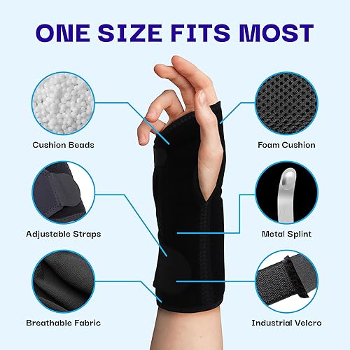 Miniatura 5 de Muñequera para túnel carpiano, extra comodidad para la noche, soporte de muñeca ajustable de noche con férulas para artritis, tendinitis, esguince,